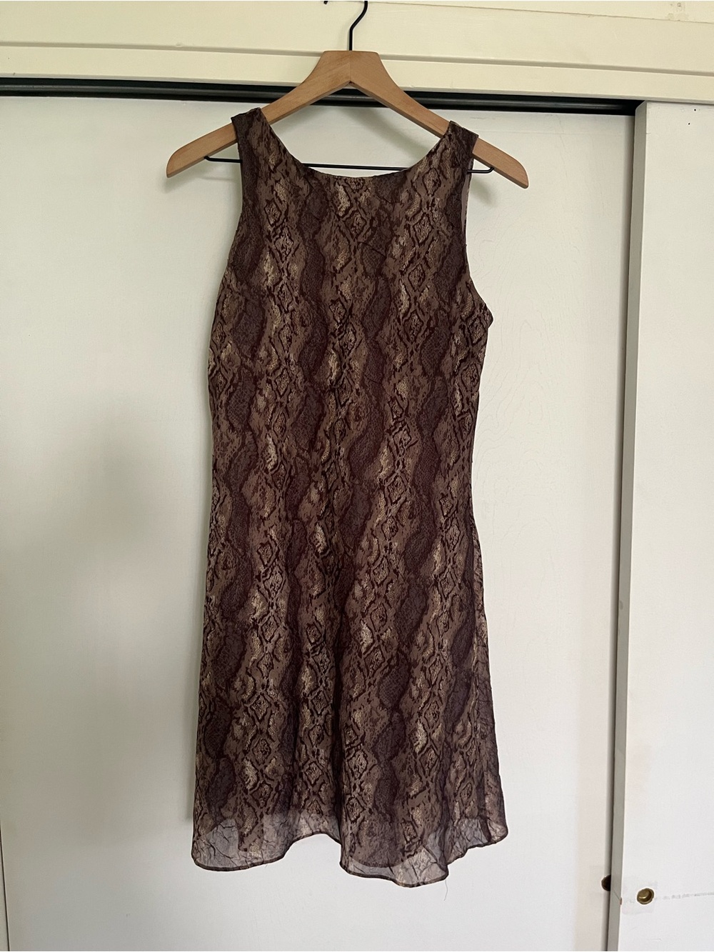 VTG Alyn Paige Brown Snakeskin Print Sleeveless Dress, made in USA